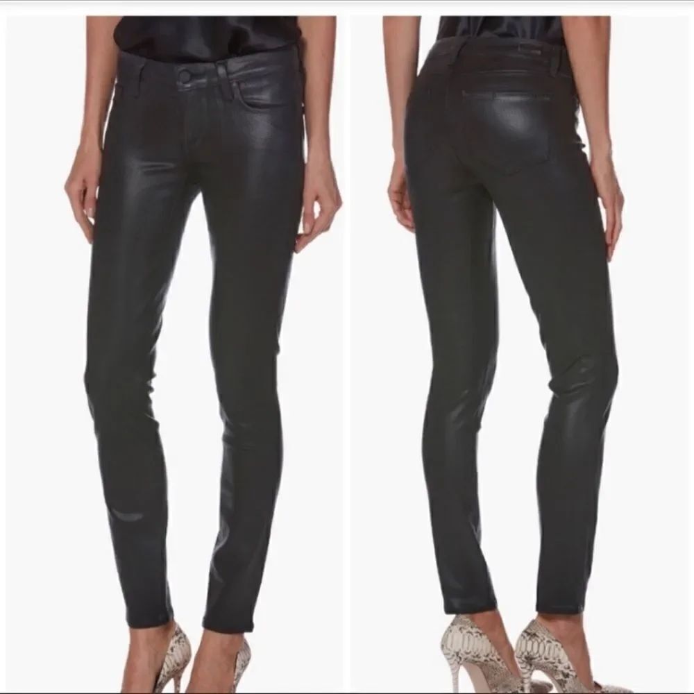 Paige Peg Black Coated Skinny Jeans in Pandora Size 26